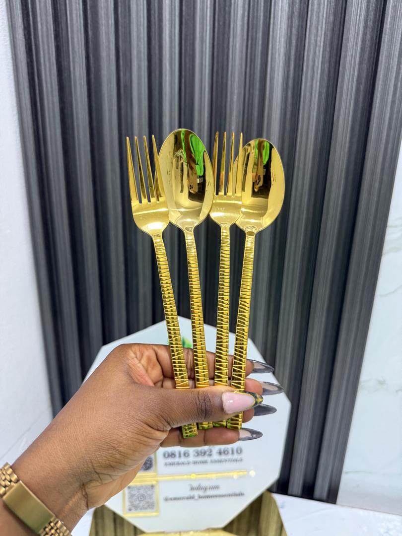 Pencil 12pcs cutlery set (gold) - Image 2