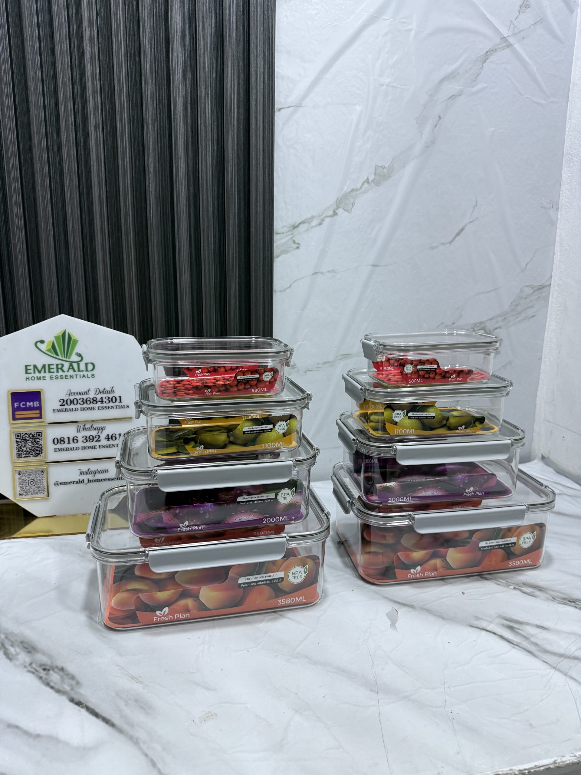 4pcs Acrylic refrigerator storage set