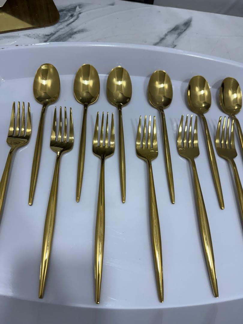 Pencil 12pcs cutlery set (gold)