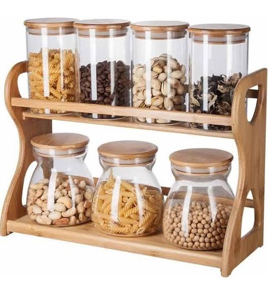 glass spice set with stand