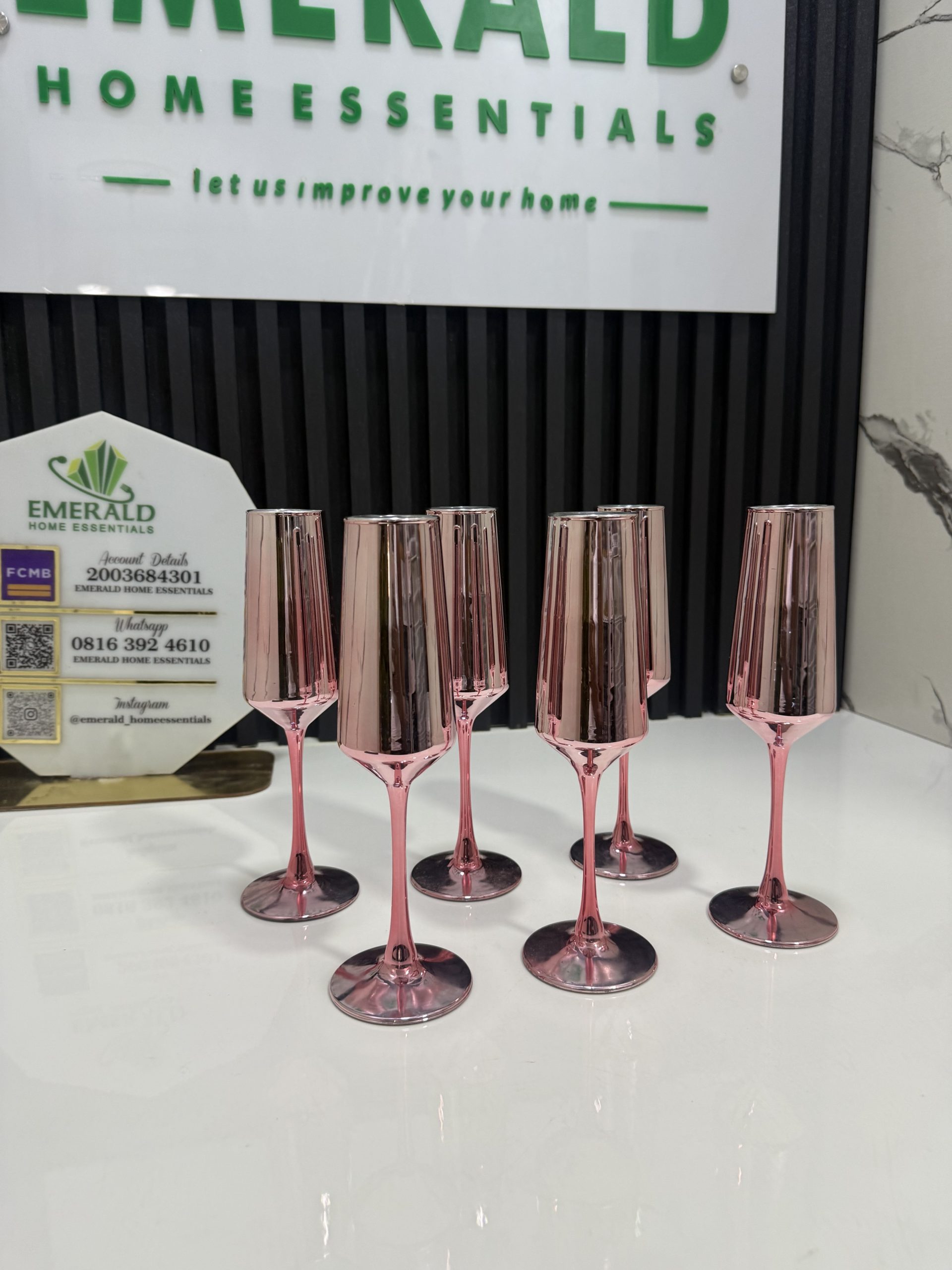 6pcs liona pink champagne flutes