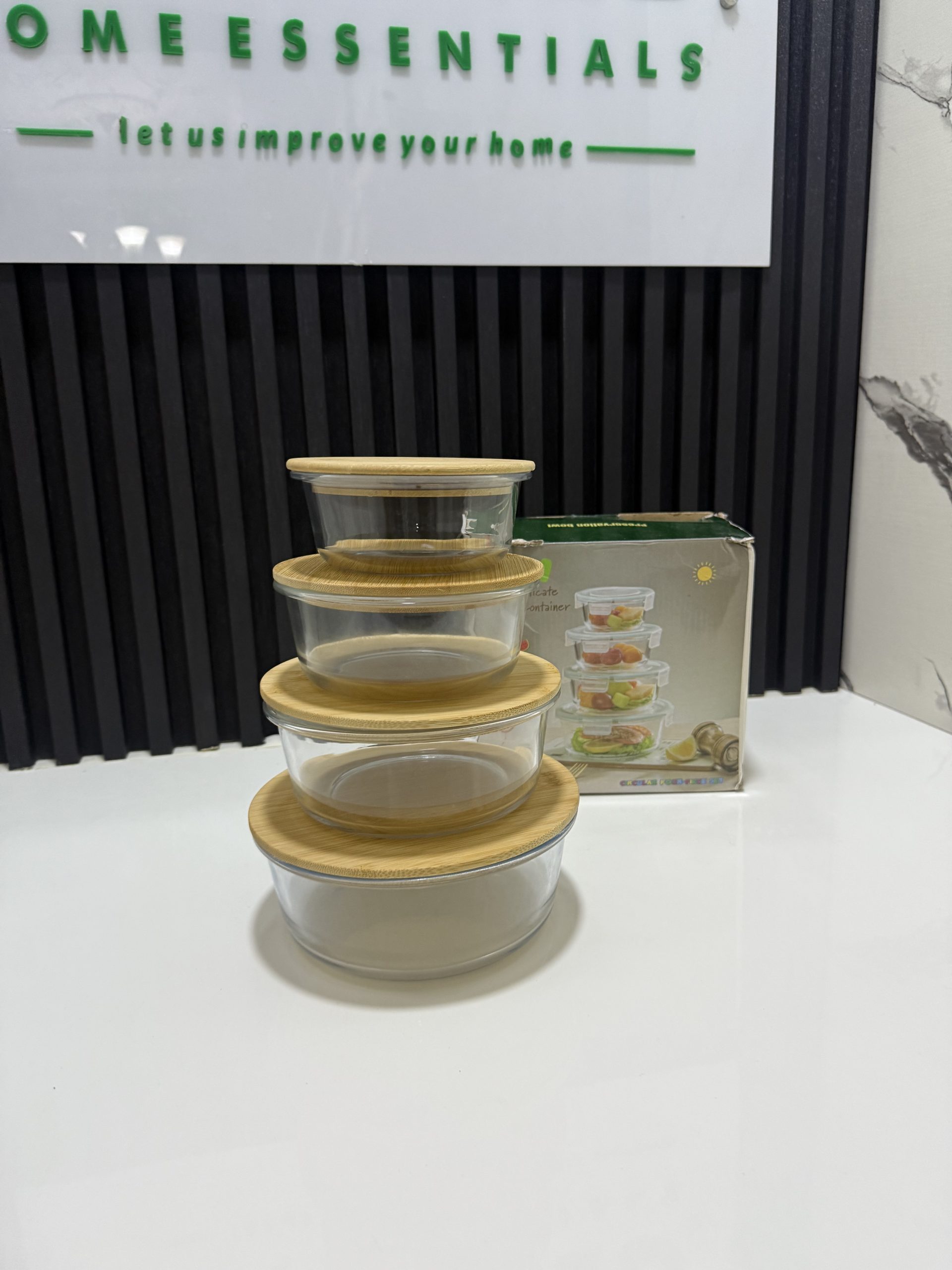 4pcs borosilicate glass bowl with wooden lid