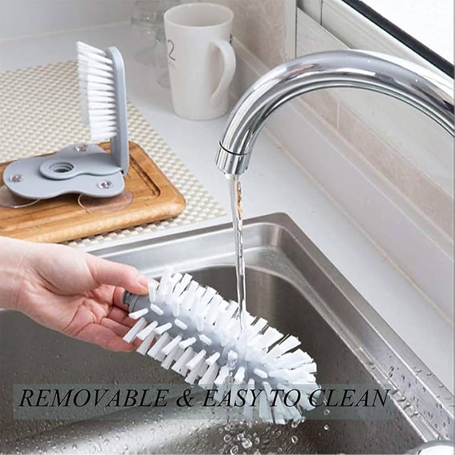 Glass cup cleaning brush with sink suctions - Image 3