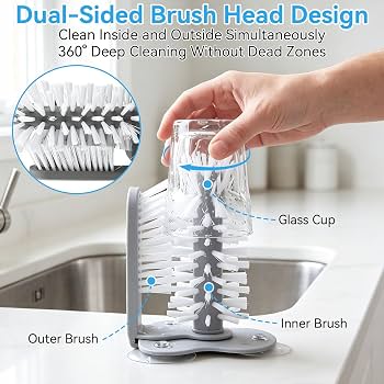 Glass cup cleaning brush with sink suctions - Image 4