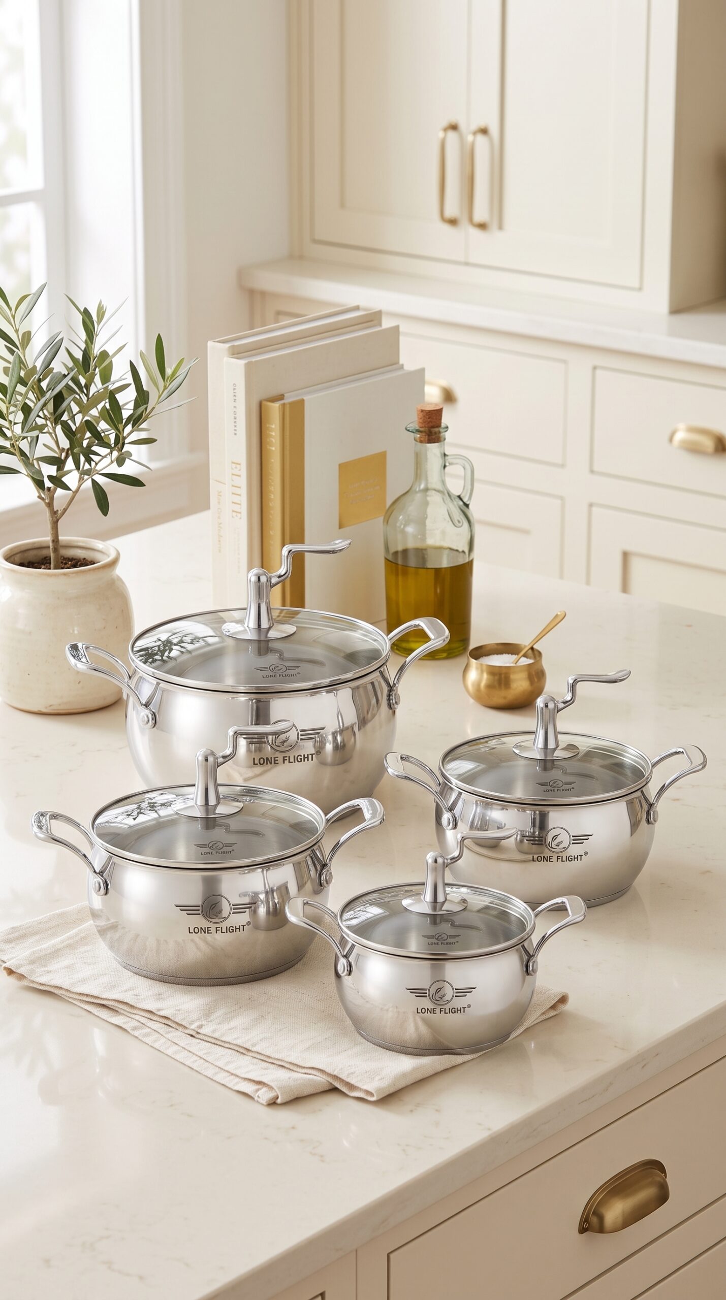 4pcs premium quality lone flight stainless steel pot set