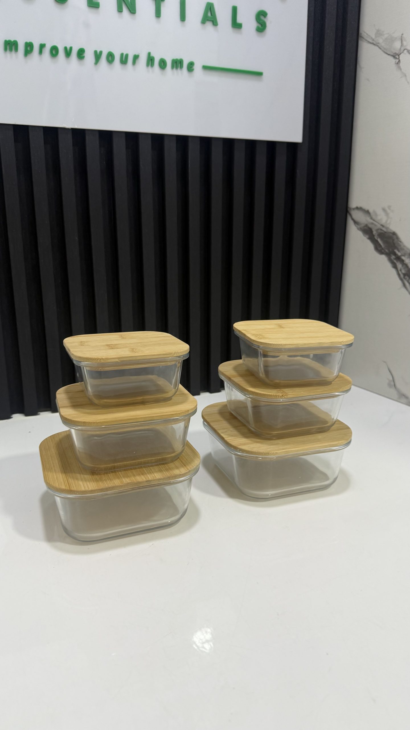 3pcs borosilicate glass food storage bowl set with wooden cover - Image 4