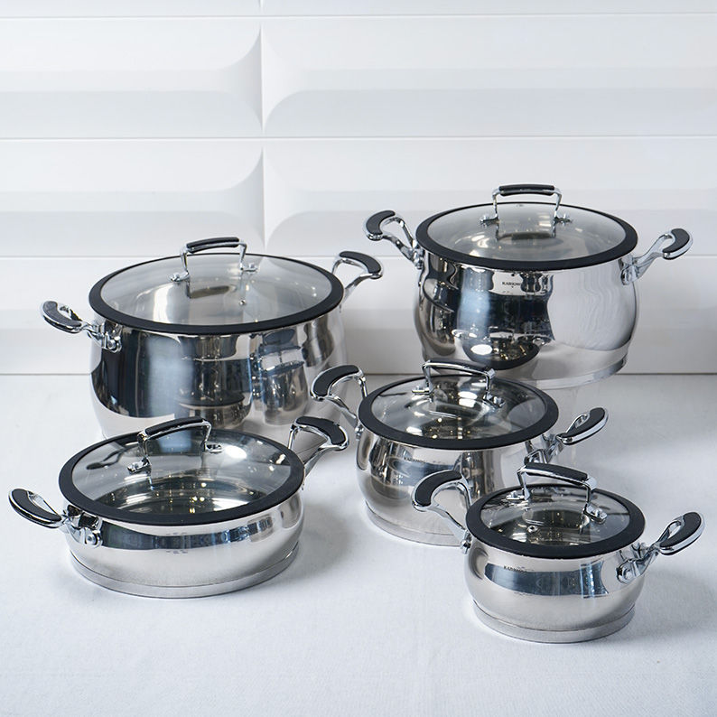 5pcs premium stainless steel set with insulated handles
