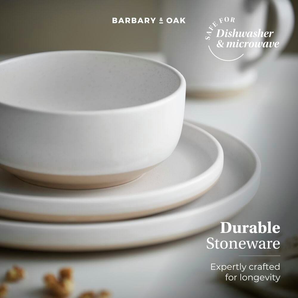 16pcs stoneware dinner set (white and beige mix) - Image 3